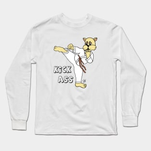 Fat Cat Kick Ass Karate Cat Long Sleeve T-Shirt